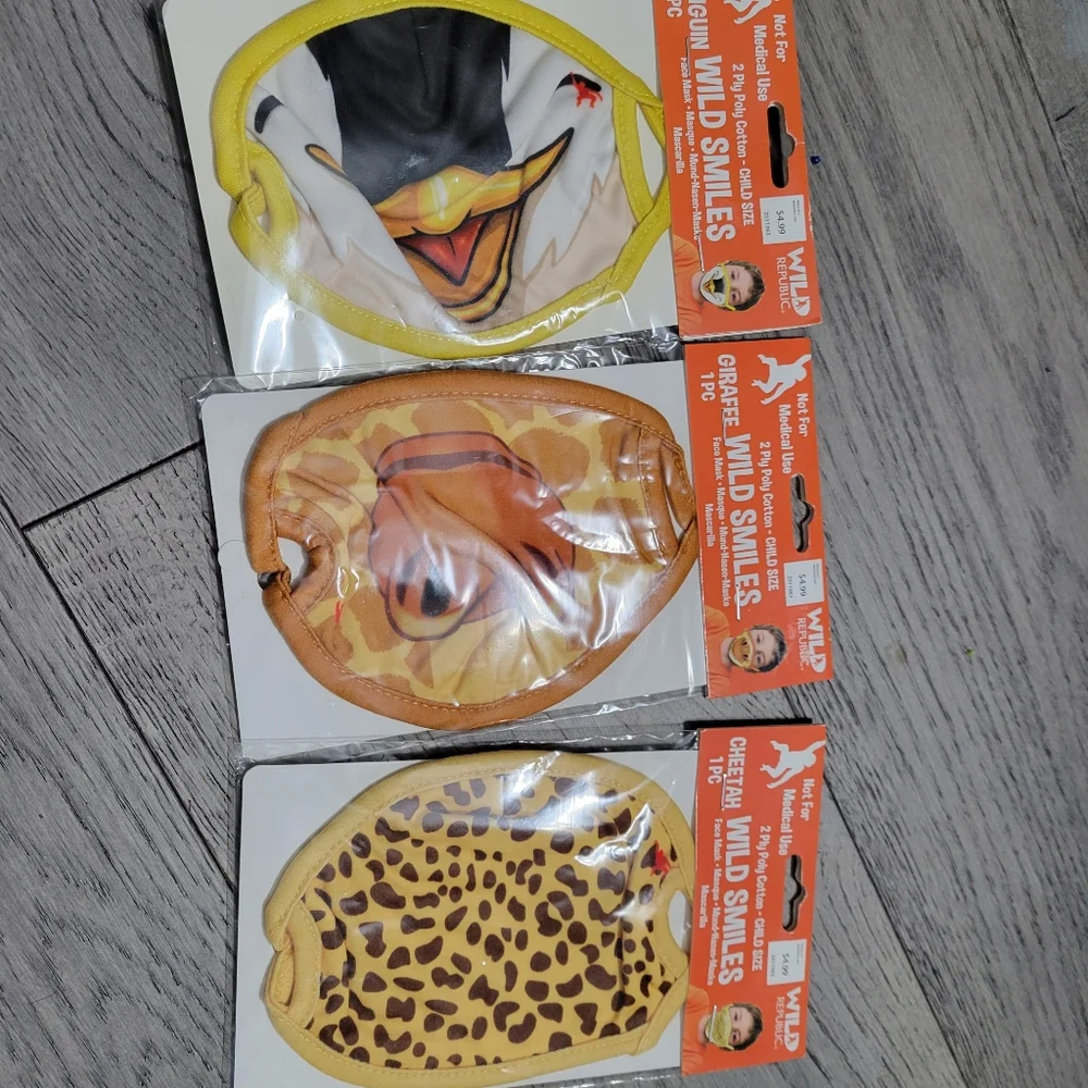 3 New Wild Smiles kids masks